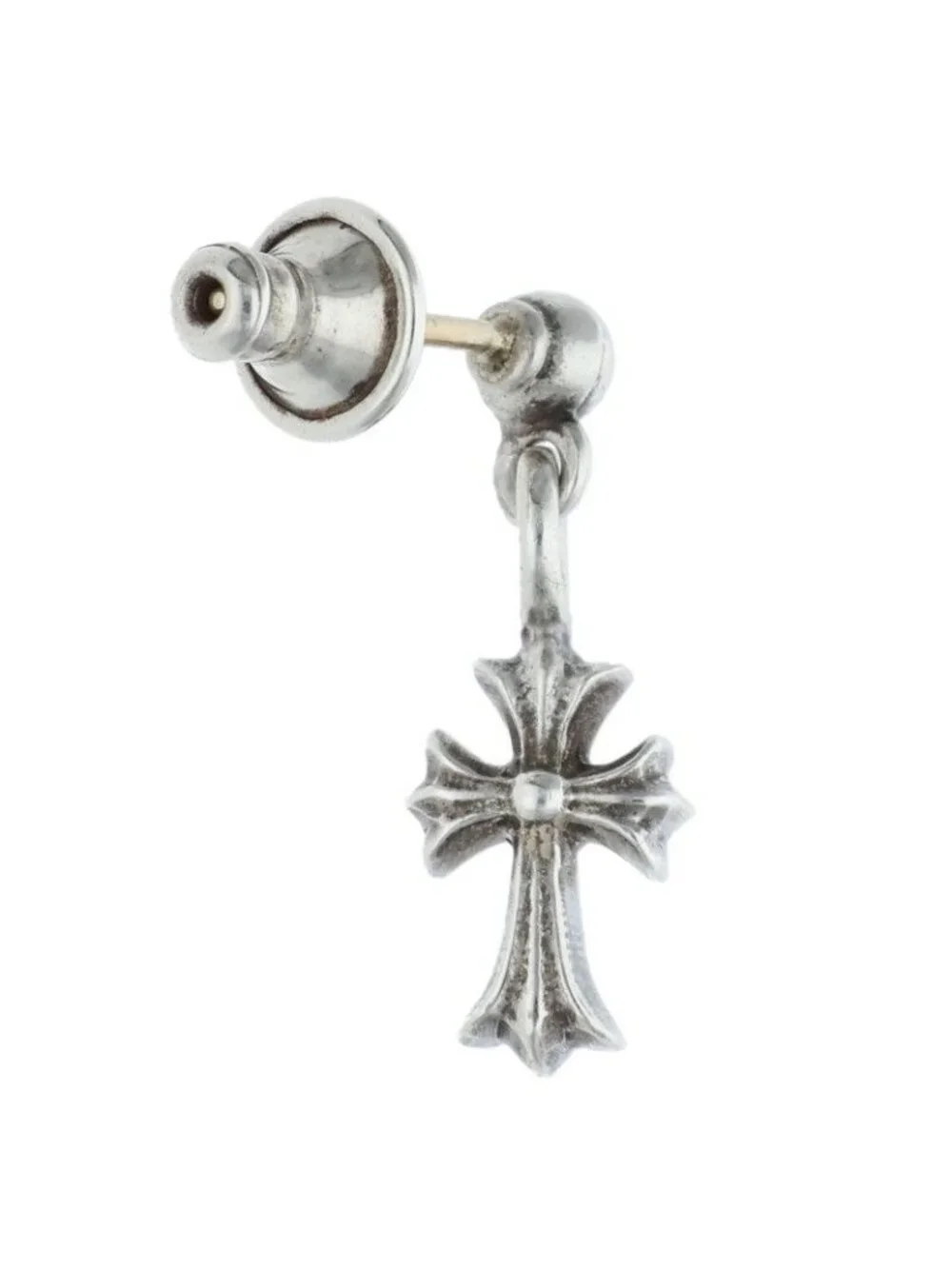 Chrome Hearts Drp Stck CH Crs Stack CH Cross Drop Silver Earrings